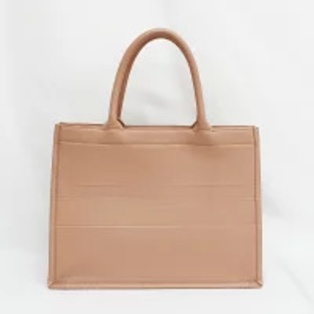 Dior Book Handbag Leather Tote Bag Beige Pink
